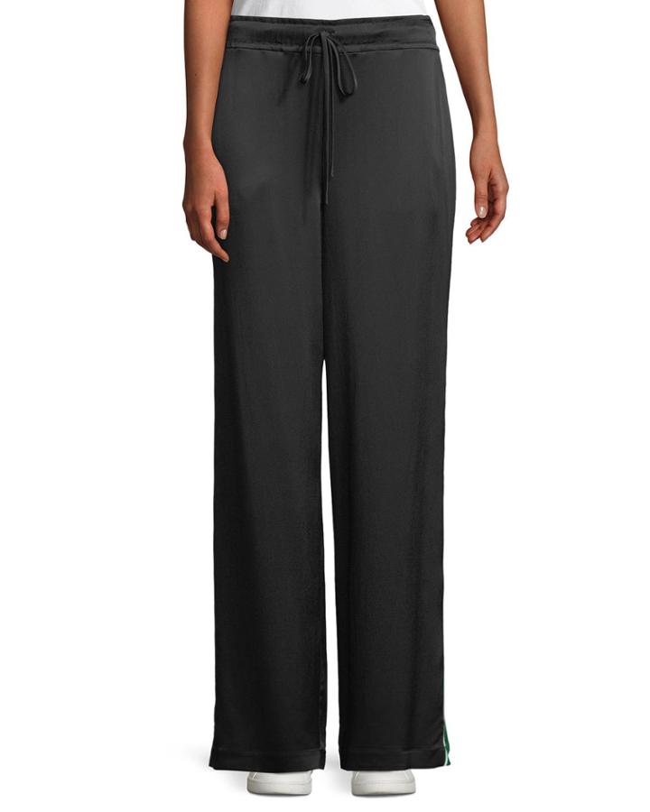 Striped Satin Wide-leg Track Pants