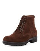 Harvey Waxy Suede Lace-up Boot, Brown