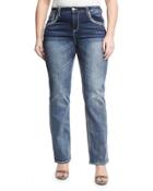 Embellished Straight-leg Jeans, Dark Blue,
