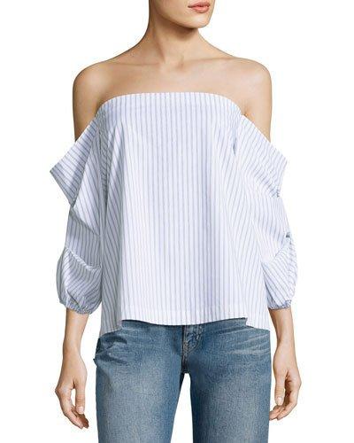 Pinstriped Off-the-shoulder Top