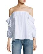 Pinstriped Off-the-shoulder Top