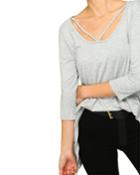 3/4-sleeve Strappy-front Tee