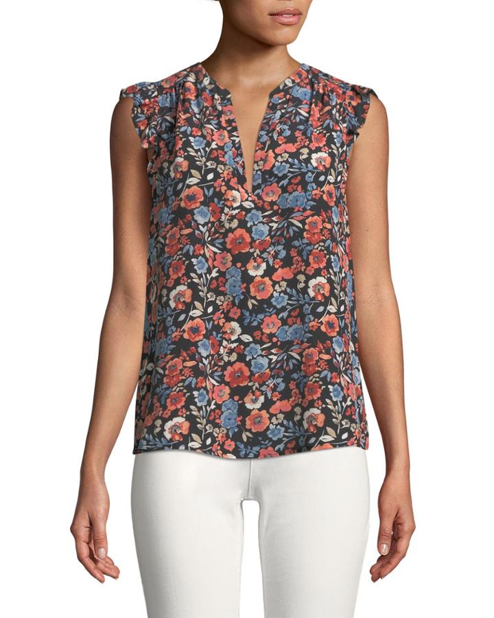 Mirabelle Crepe Split-neck Blouse