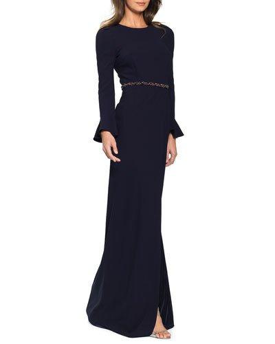 Flare-sleeve Belted
