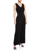Sleeveless Lace-up-waist Wide-leg Jumpsuit