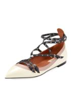 Leather Ankle-wrap Ballet Flats