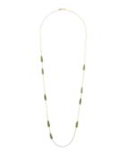 18k Polished Rock Candy Pear Station Necklace In Green Aventurine,