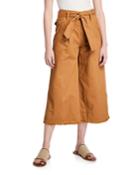 Wide-leg Tie-waist Culotte Pants