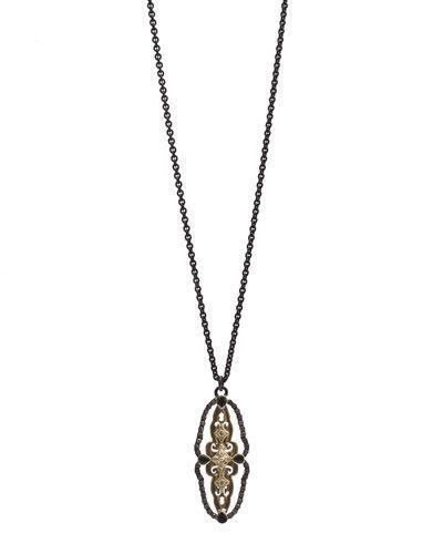 Old World Scalloped Tourmaline & Diamond Pendant Necklace