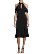 Sausalito Cold-shoulder Crepe Fit-and-flare Dress, Black