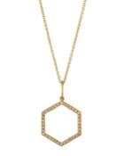 14k Gold Diamond Hexagon Necklace