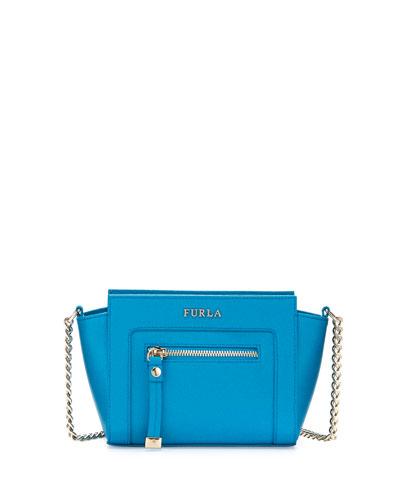 Ginerva Mini Leather Crossbody Bag, Turchese