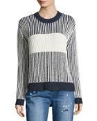 Moonridge Knit Striped Sweater, Blue/white