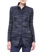 Akris Leather-trimmed Stand Collar Jacket, Black, Women's,