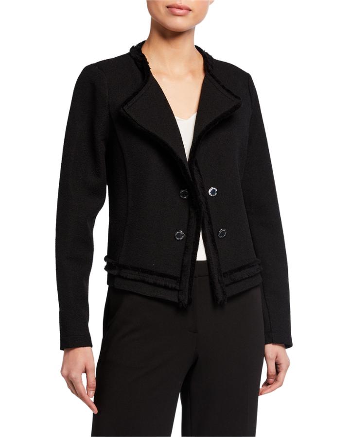 Double-breasted Textured Knit Jacket
