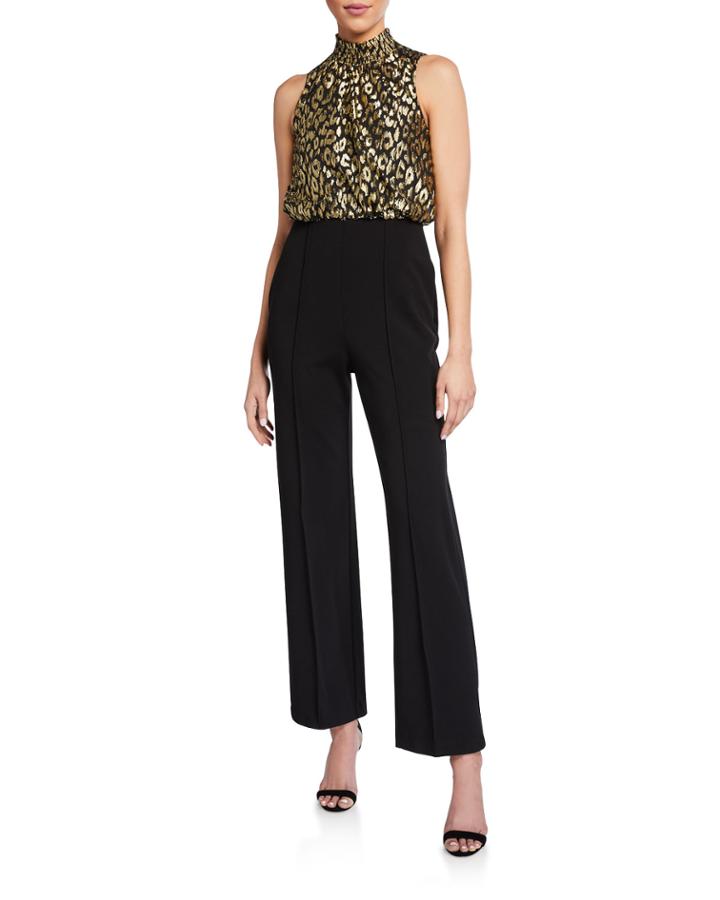 Metallic Blouson Crepe Pant Jumpsuit