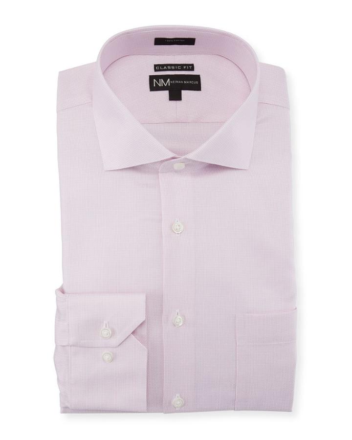 Classic-fit Regular-finish Twill Textured Solid Dress