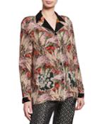 Floral Silk Button-down Blouse