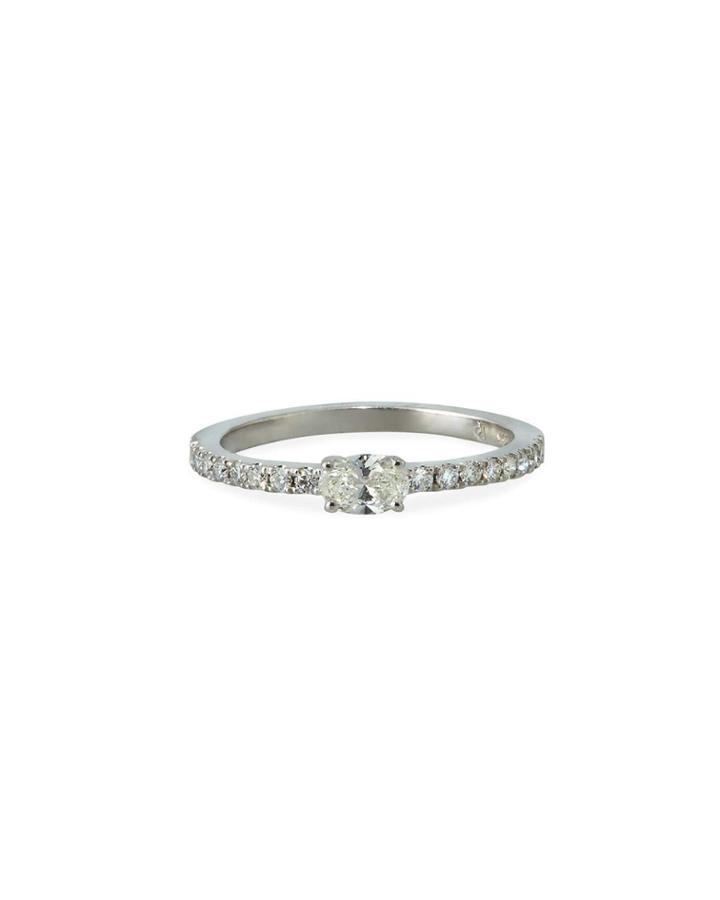 18k White Gold Petite Diamond Ring,