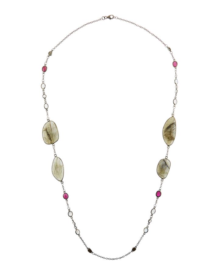Mixed Stone-station Long Chain Necklace
