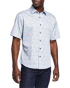 Men's Slim-fit Floral Print Short-sleeve