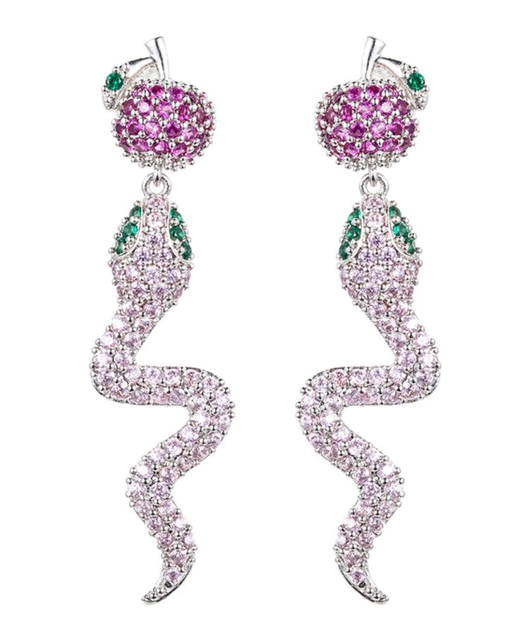 Cubic Zirconia Apple-post Snake-drop Earrings