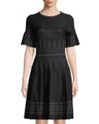 Fit-and-flare Pleated Knit Dress
