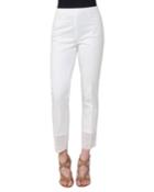 Lace-trim Stretch-cotton Pants, Taupe