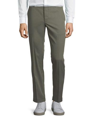 Wool-blend Solid Straight-leg Dress Pants