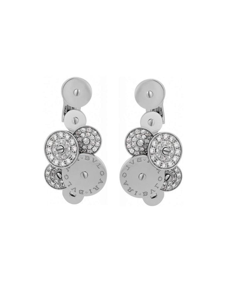 18k White Gold Diamond Multi-circle Earrings