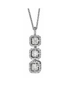 Three-stone Cushion Diamond Pendant Necklace,