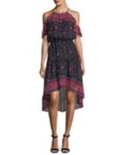 Poi Sleeveless Floral-print High-low Silk