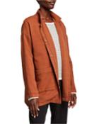 Organic Cotton Channel Stand Collar Button-front Jacket