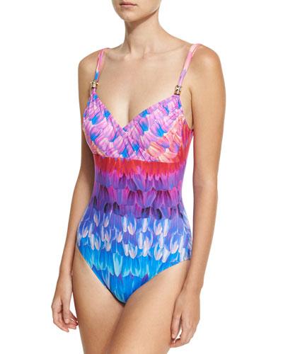Cosmic Petals Printed One-piece Swimsuit,