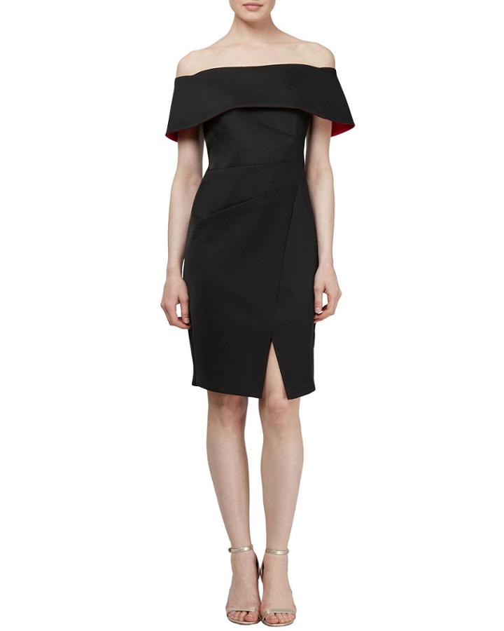Off-the-shoulder Satin Cocktail Dress
