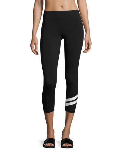 Track-stripe Cropped Leggings, Black/white