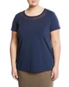 Scoop-neck Top W/georgette Collar