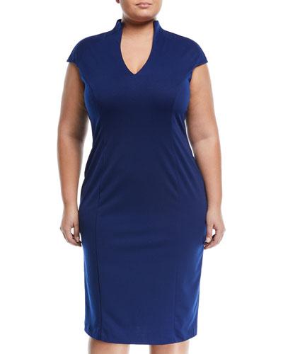 Cap-sleeve V-neck Dress