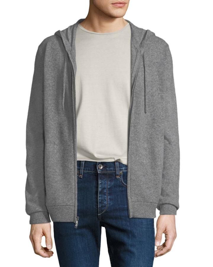 Men's Cashmere Zip-front Hoodie