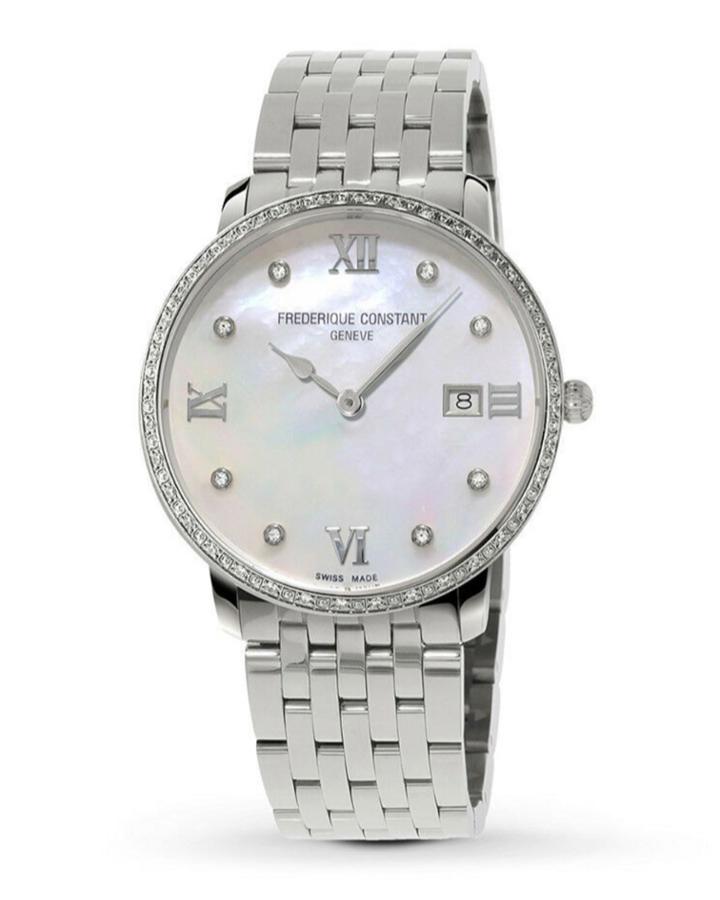 36mm Classic Slimline Diamond Pave Watch W/ Bracelet,
