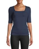 Square-neck Half-sleeve Top