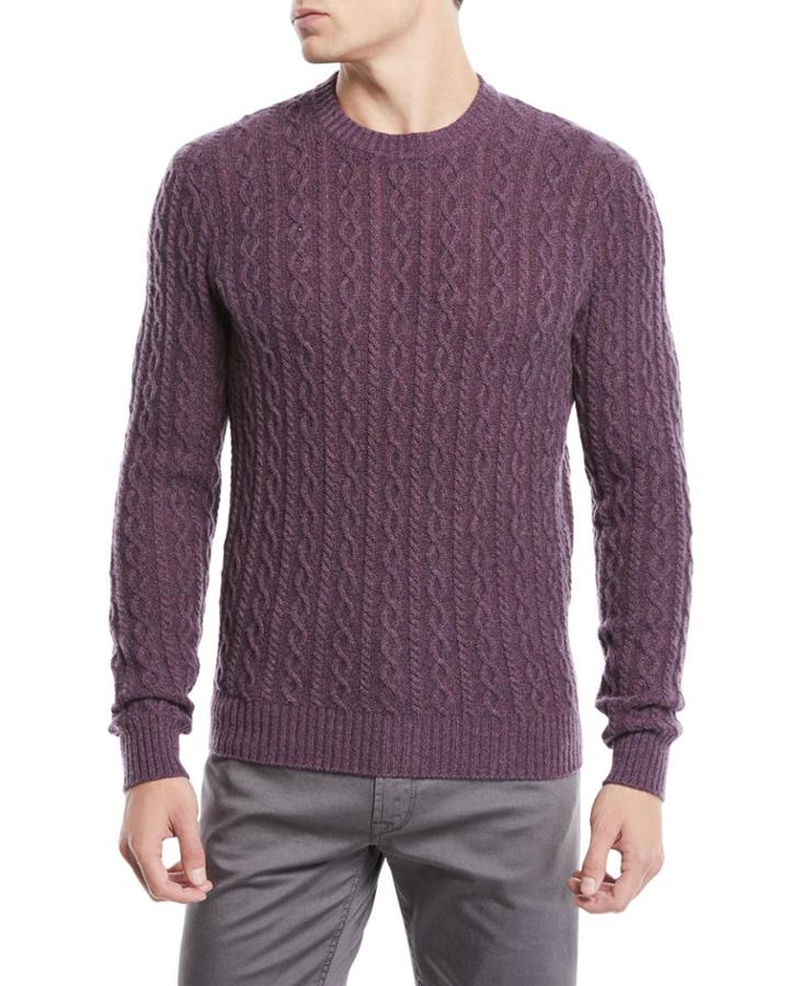 Men's Cashmere Cable-knit Crewneck Pullover