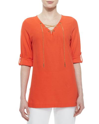 Cotton Pique Lace-up Tunic,