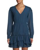 Tiered Ruffle Swiss Dot Fit-and-flare Dress