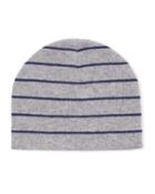 Men's Cashmere Reversible Stripped/solid Beanie Hat
