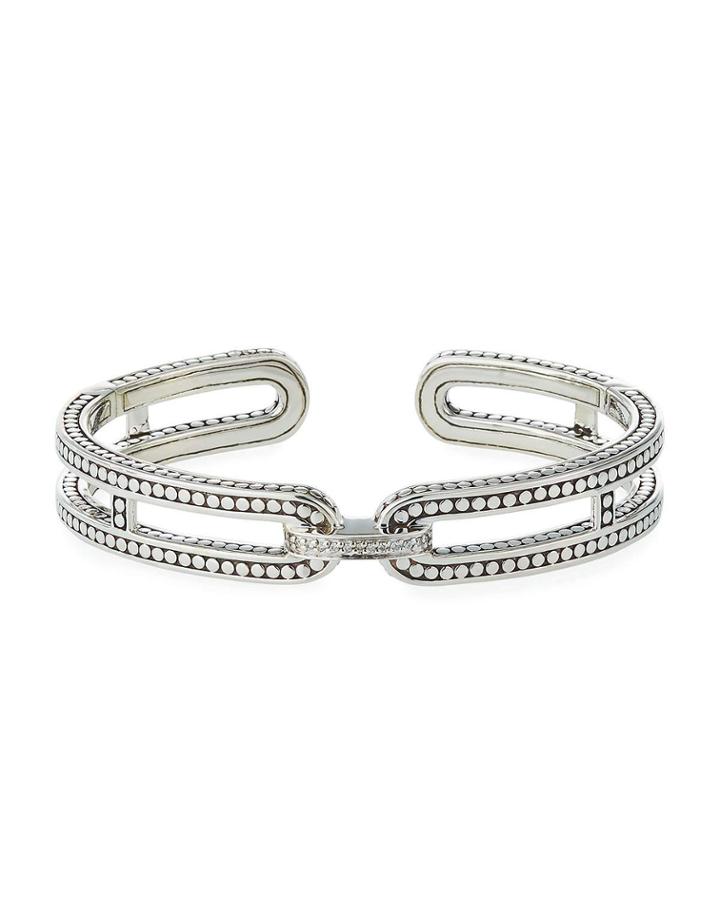 Dot Silver Bracelet W/ Diamond Pave,