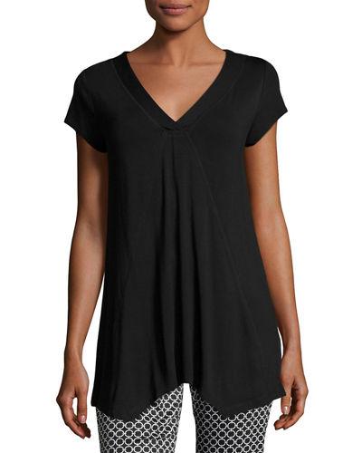Cap-sleeve Crossover V-neck Jersey Top