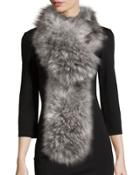 Long Straight Faux-fur Scarf, Silver Fox-color