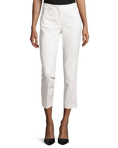 Kassia Straight-leg Cropped Pants, Ivory White