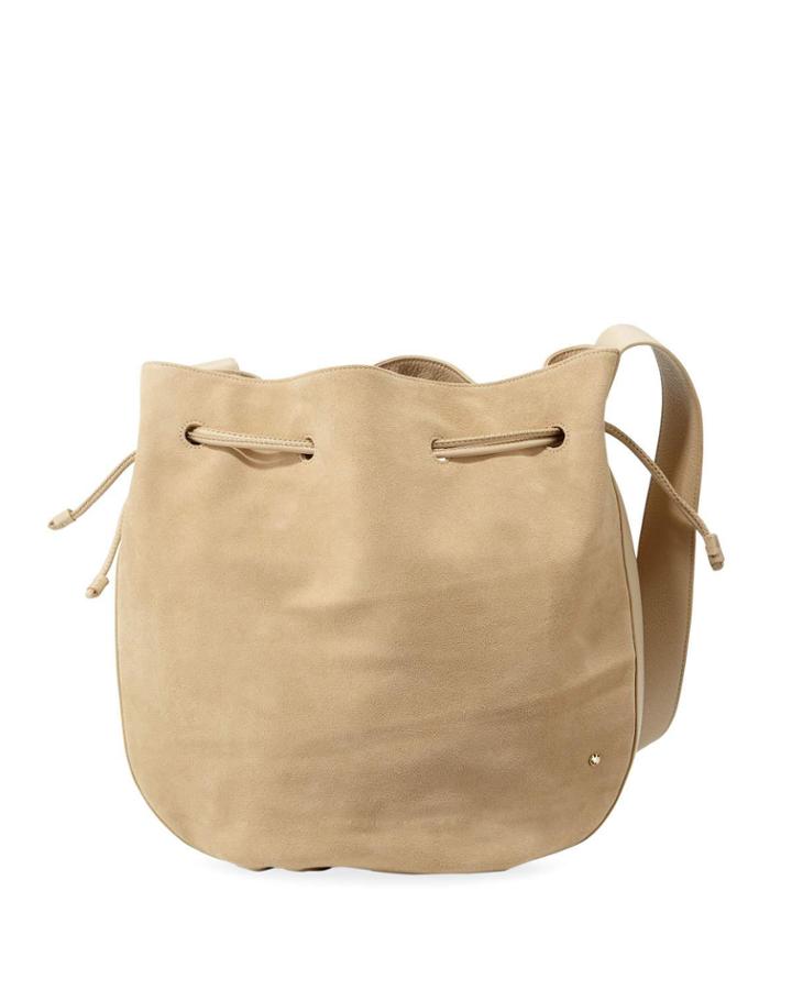 Large Suede Drawstring Hobo Bag